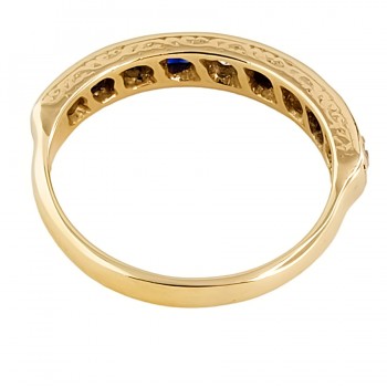 9ct gold Sapphire / C.Z half eternity Ring size M